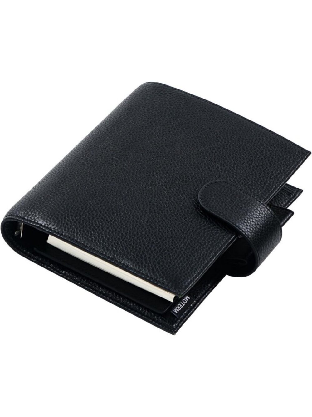 Luxe A6 Planner Organizer - Genuine Leather Binder, 30mm Rings, Pebbled Black